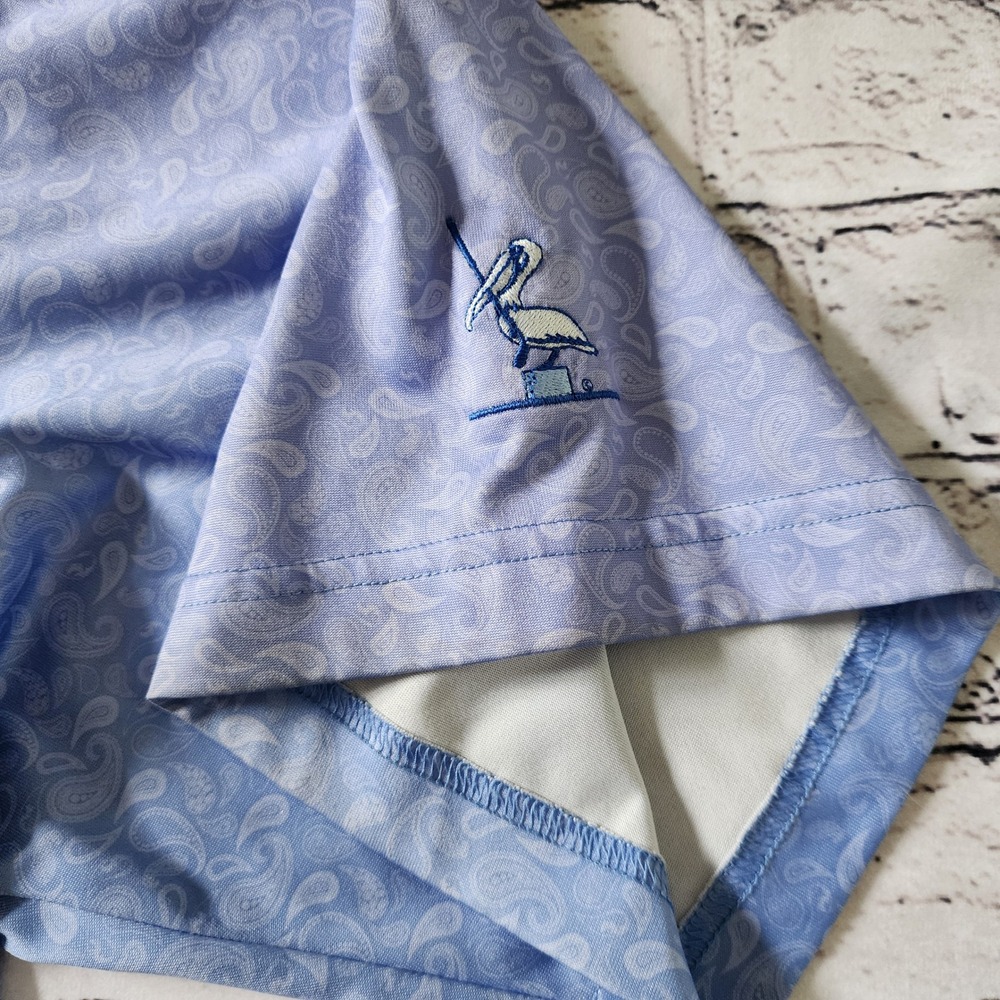 Donald Ross Men's Large Blue Paisley Golf Polo Shirt Performance Pelican Logo - Picture 4 of 10